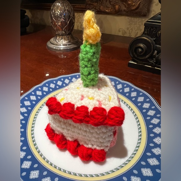 Hand Crocheted Happy Birthday Slice of Cake Party Gift Custom Colors! - Picture 12 of 16